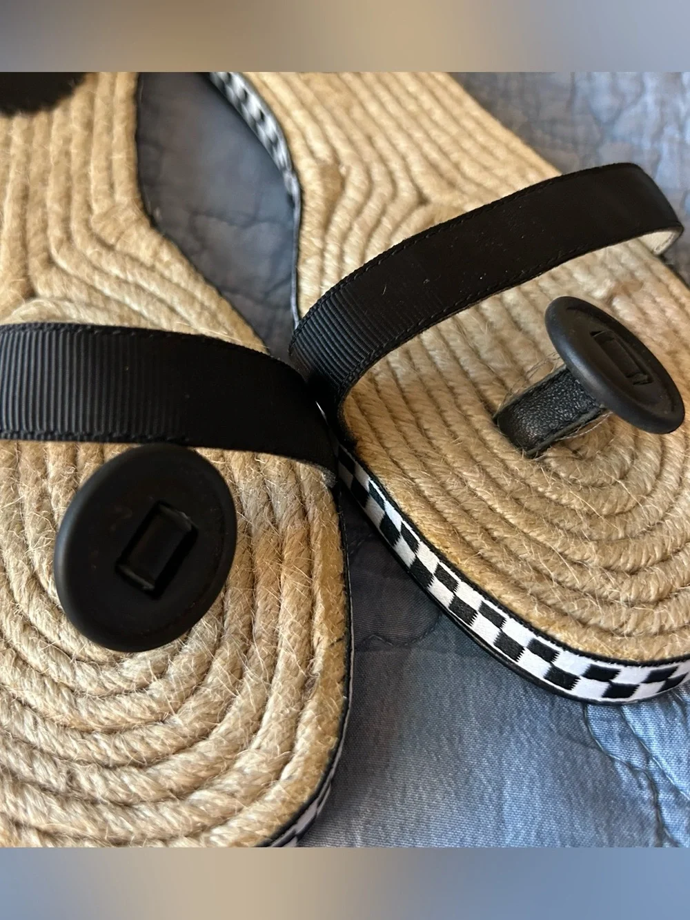 Summer Sandal Sale! Leon Max Espadrille Sandals w Black & White Check Detail